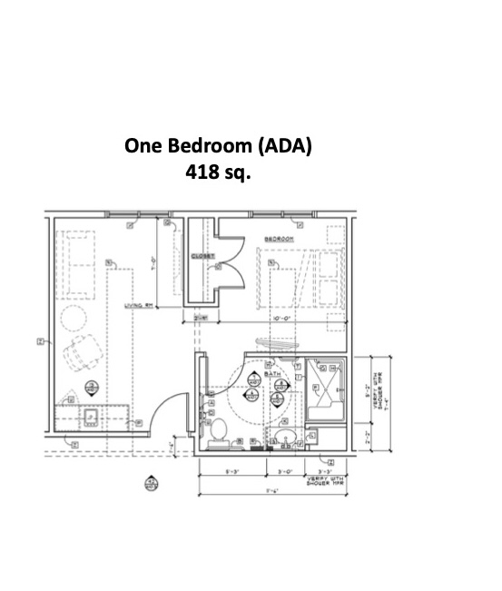 Assisted Living 1 bedroom Floor Plan