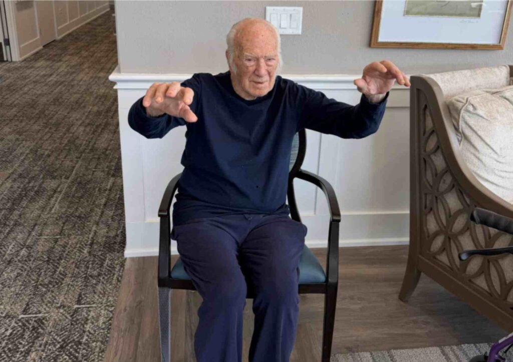 Senior exercises on the chair for safety and mobility